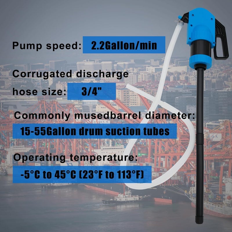 NimRay Lever Action Drum Pump Cost-Effective Replacement - Manual Barrel Pump for DEF,Antifreeze, Gasoline, Fuel & Low concentration liquid,Siphon Pump for 55 Gallon Includes 6.56 ft of 3/4”Corrugated Hose - Image 3